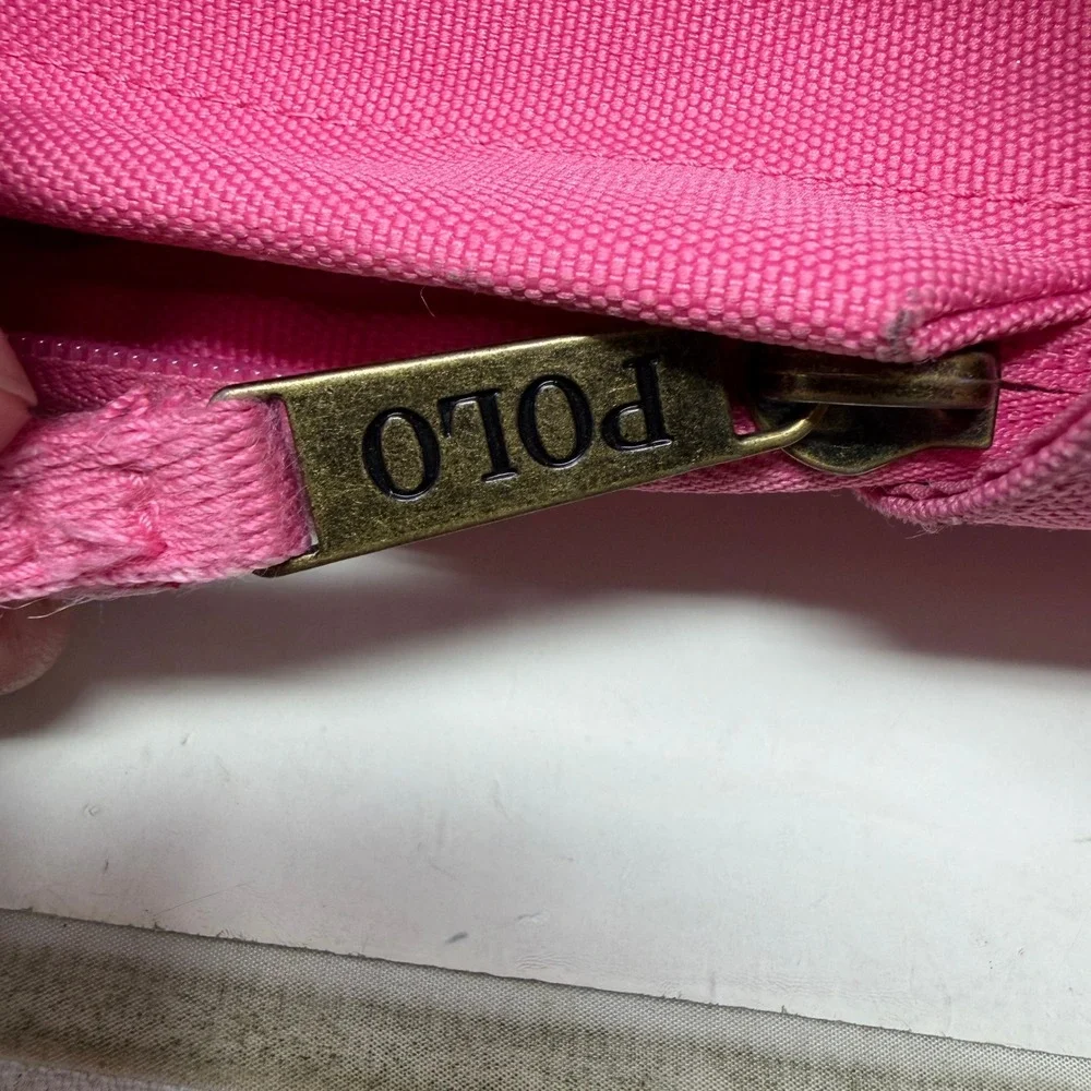 Polo Ralph Lauren Backpack Girls Pink Polo Bear Embroidered Canvas EUC